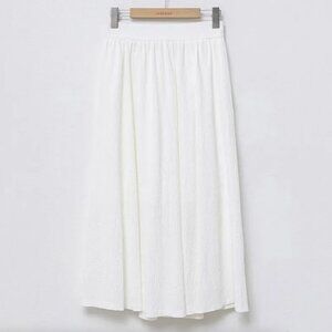 Justone White Seersucker Long Midi Full Volume Skirt